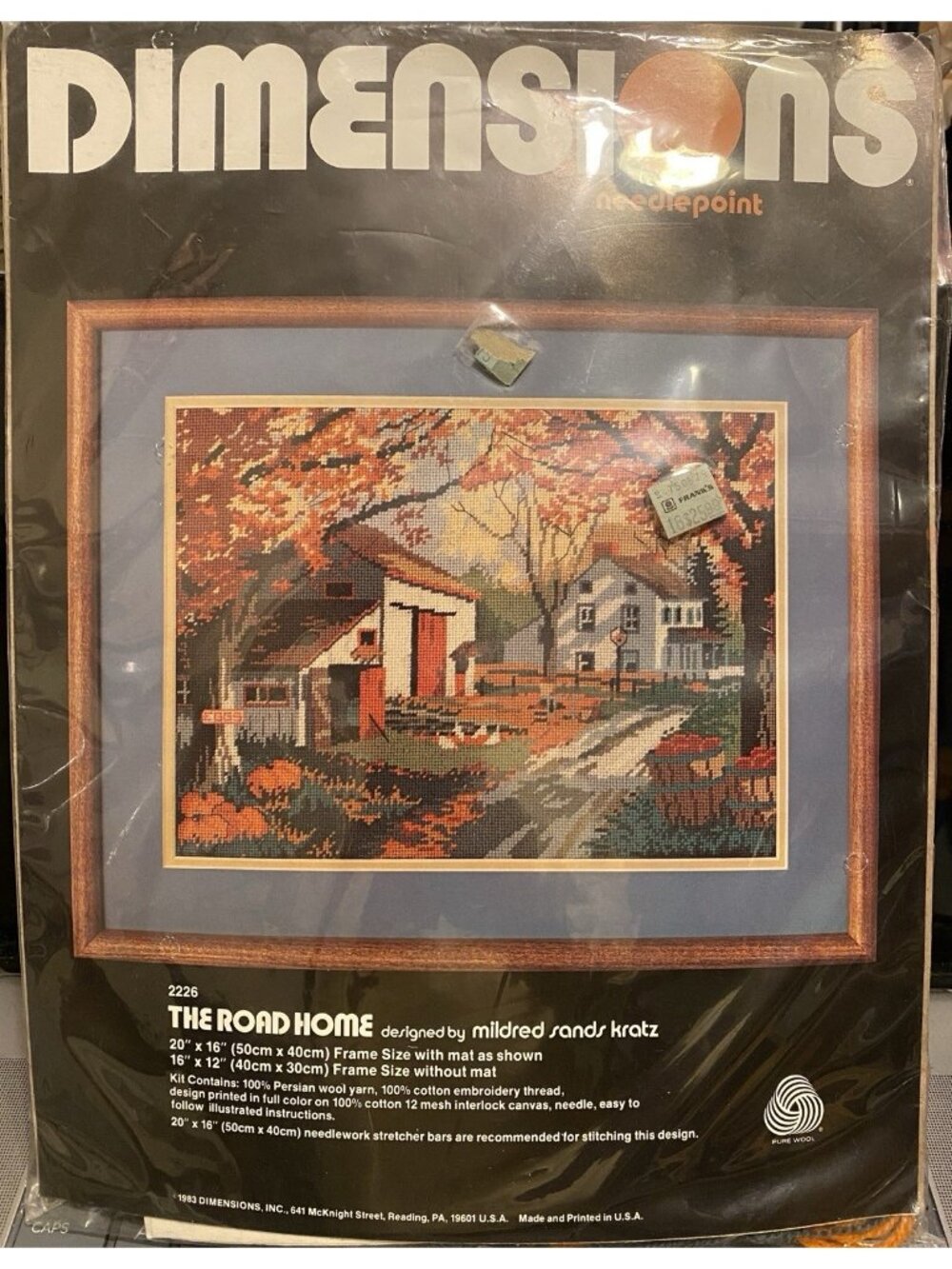 The Road Home Farm Fall Foliage Needlepoint Kit 1983 Dimensions #2226 Wool